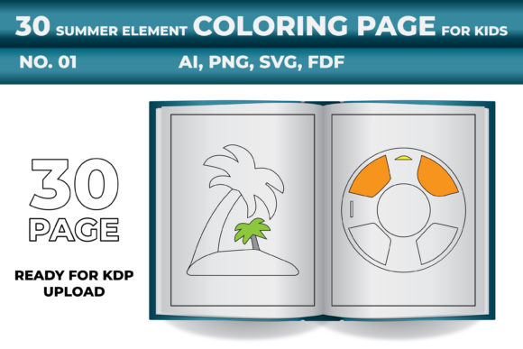 Download Kdp Summer Coloring Page Svg Set for Kid - Premium Resources